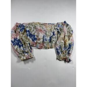 Women's Billabong Floral Off Shoulder Flowy Crop Top Size Small